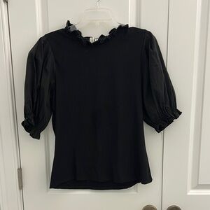 Hayden Black Puff Sleeve Fitted Blouse